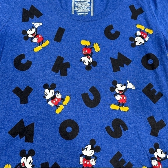 Vintage Disney Store 1990s Mickey Mouse Name Cartoons Pattern Graphic T-shirt - Picture 2 of 4
